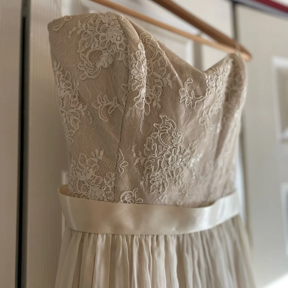 100% Pure Silk Wedding Dress Almond & Ivory Seattle Bridal Size 4 - Picture 16 of 17